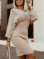 Slim-fit, elegant knitted winged sleeve dresses with sleeves – trendy and flattering