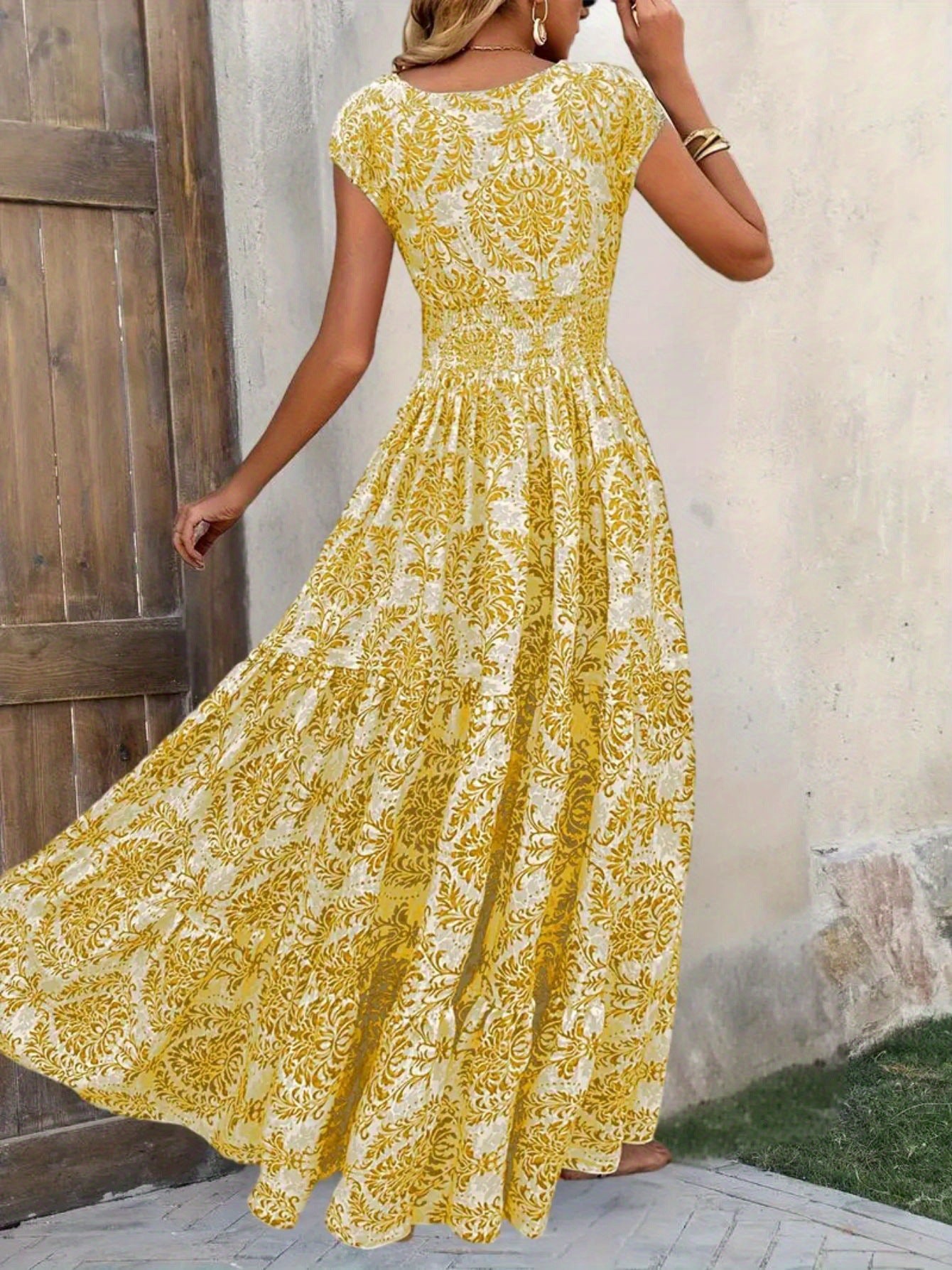 Floral™ Long Dress V-neck Swing Dress