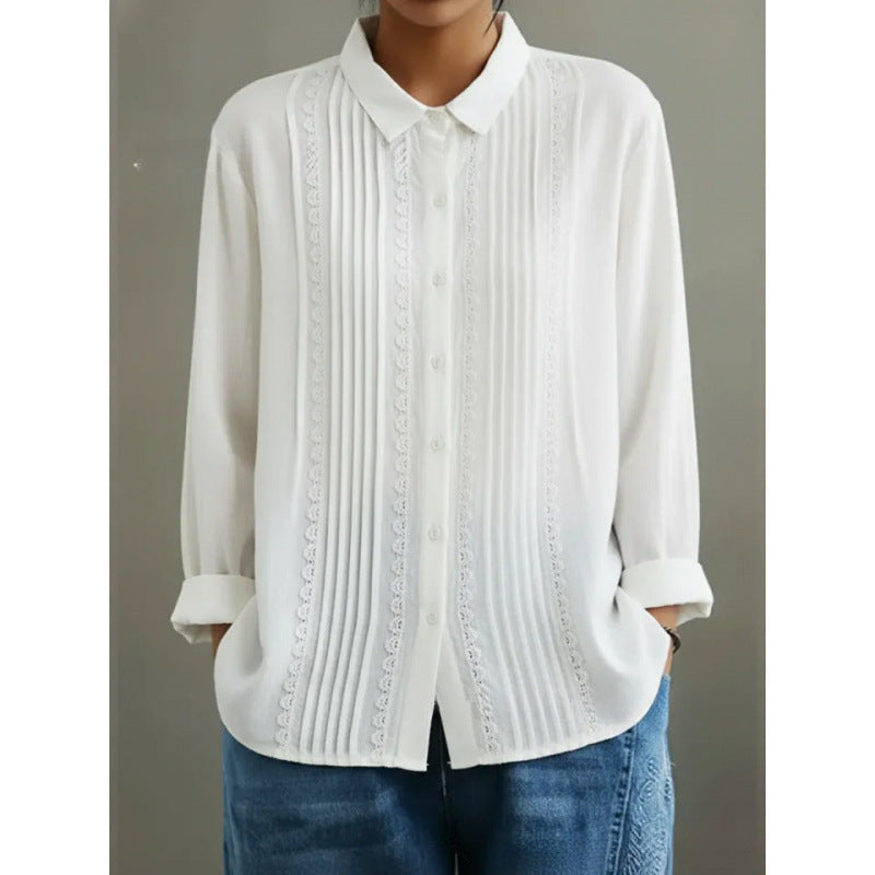 Collared ribbed cotton and linen spring top