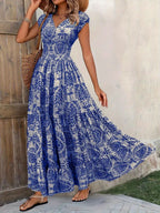 Floral™ Long Dress V-neck Swing Dress