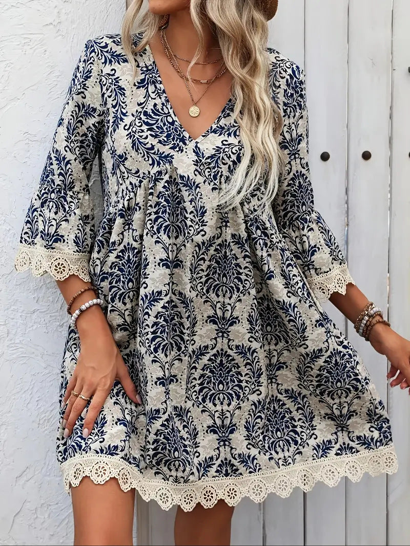 Desert Boho Muse Lace-Up Mini Dress