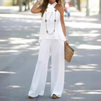 Elegant Halter Top & Wide-Leg Pants Two-Piece Set