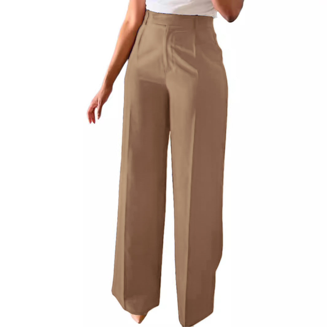 New style high-waisted straight-leg wide-leg trousers