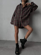 Retro casual long-sleeved cardigan shirt