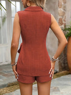 Madioak - Suit Vest Wide-Leg Pants Set