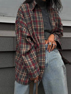 Retro casual long-sleeved cardigan shirt