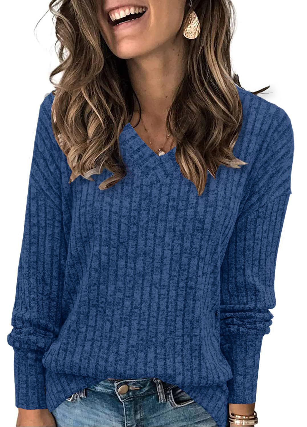 Oaky V-neck spring sweater