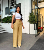 New style high-waisted straight-leg wide-leg trousers