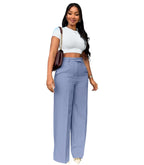 New style high-waisted straight-leg wide-leg trousers