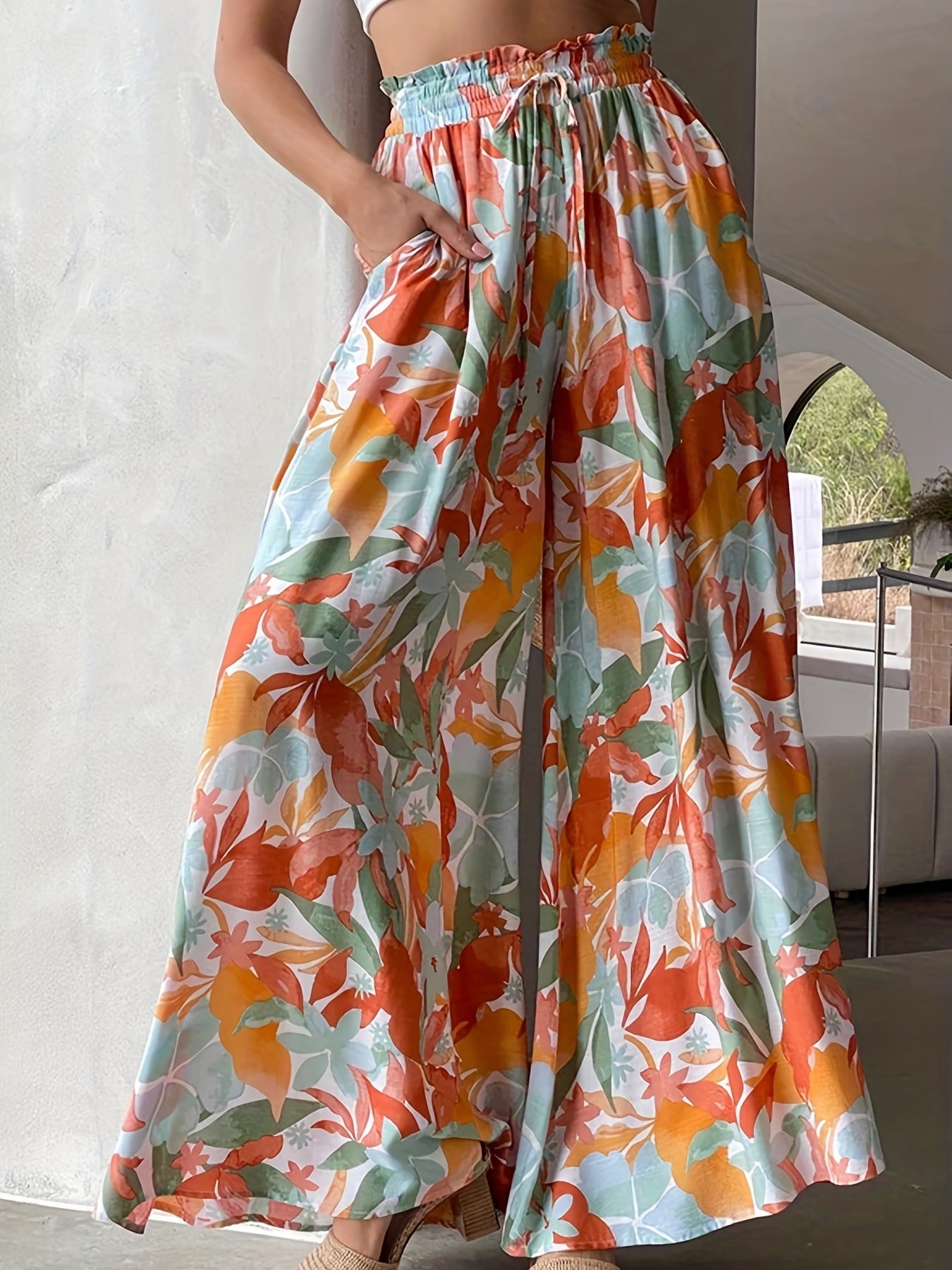 Summer high-waisted loose-fitting comfortable wide-leg