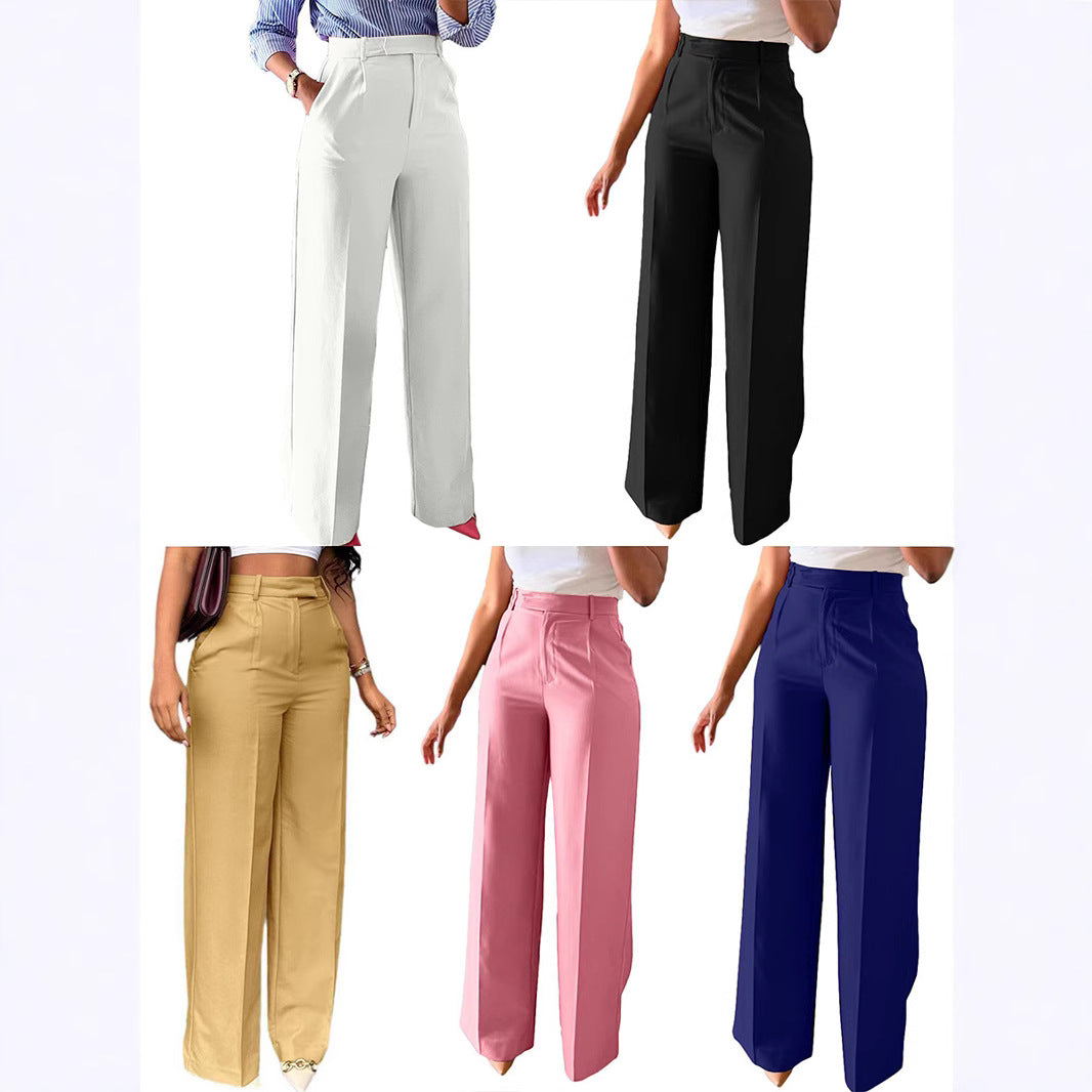 New style high-waisted straight-leg wide-leg trousers