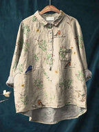 Lora - Floral Linen button-down shirt