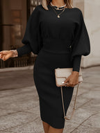 Slim-fit, elegant knitted winged sleeve dresses with sleeves – trendy and flattering