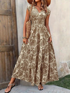 Floral™ Long Dress V-neck Swing Dress
