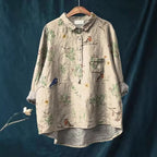 Lora - Floral Linen button-down shirt