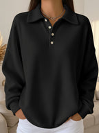 Cozy collared Spring polo waffle knit long-sleeved