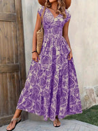 NEW - V-Neck Slim Waist Long Dress