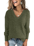 Oaky V-neck spring sweater