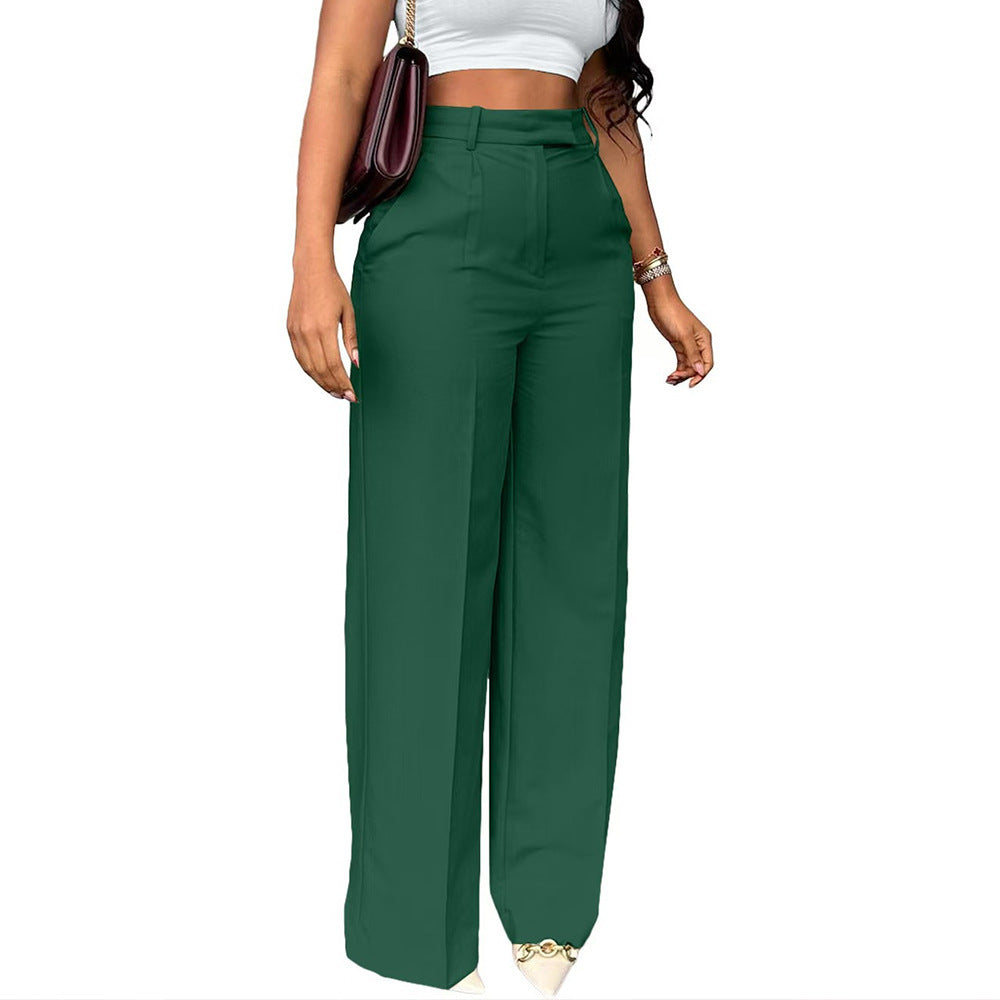 New style high-waisted straight-leg wide-leg trousers