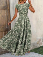 NEW - V-Neck Slim Waist Long Dress