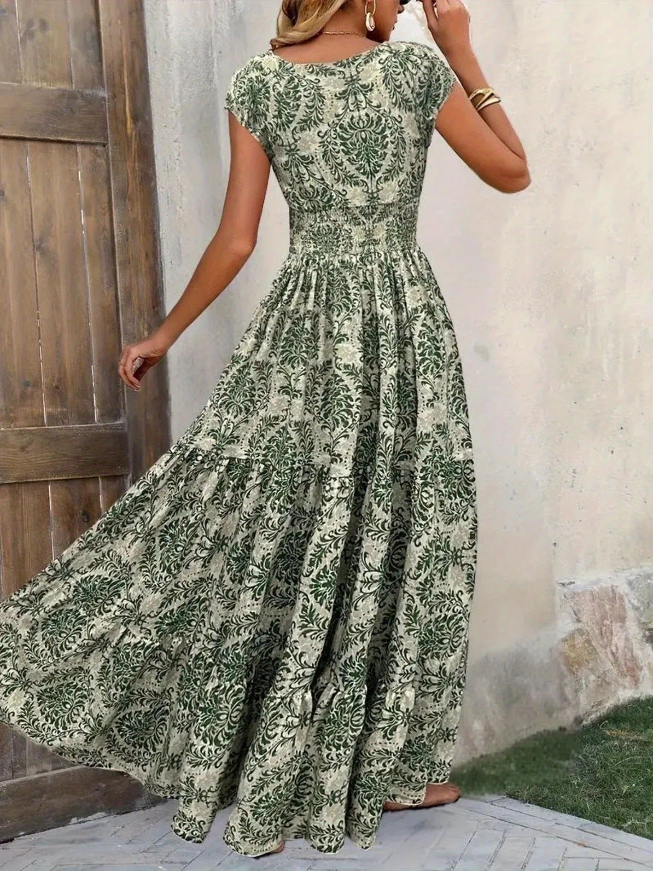 NEW - V-Neck Slim Waist Long Dress