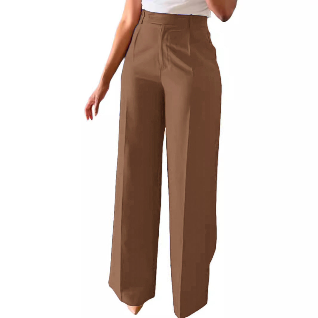 New style high-waisted straight-leg wide-leg trousers