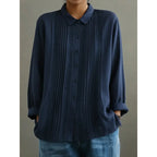 Collared ribbed cotton and linen spring top