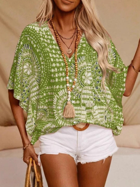 NEW - V-neck resort style batwing sleeve top