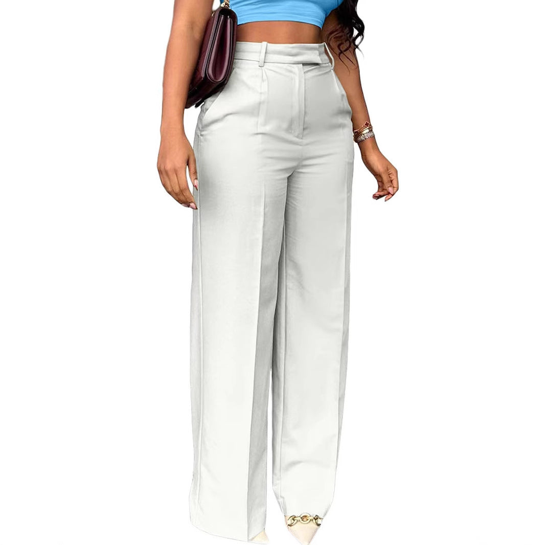 New style high-waisted straight-leg wide-leg trousers