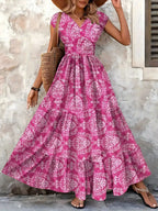 Floral™ Long Dress V-neck Swing Dress