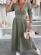 Serenity Chic Buttoned Midi Dress