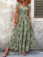 Floral™ Long Dress V-neck Swing Dress