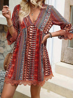 Desert Boho Muse Lace-Up Mini Dress