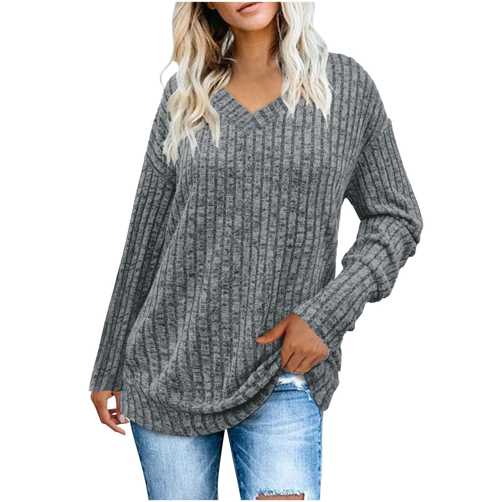 Oaky V-neck spring sweater