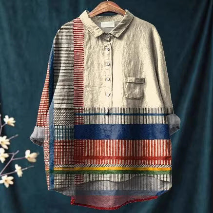 Lora - Floral Linen button-down shirt