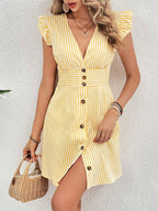 Khloe™ Summer striped V-neck elegant sleeve dress