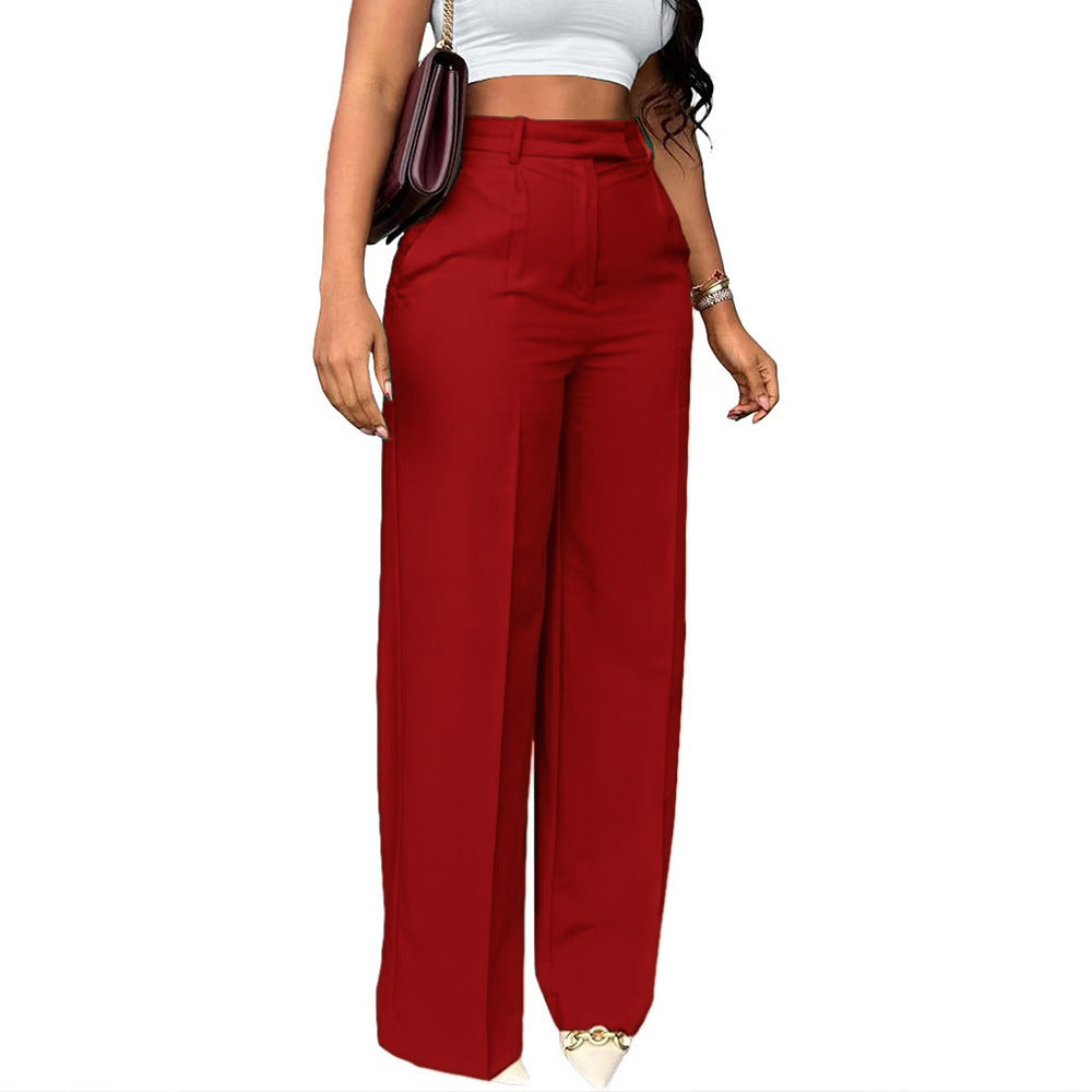 New style high-waisted straight-leg wide-leg trousers