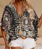 NEW - V-neck resort style batwing sleeve top