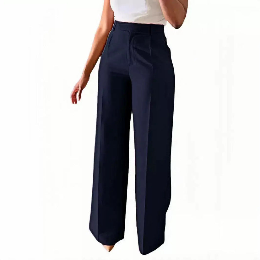 New style high-waisted straight-leg wide-leg trousers