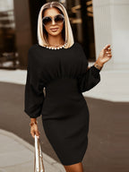 Slim-fit, elegant knitted winged sleeve dresses with sleeves – trendy and flattering