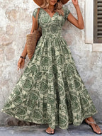 Floral™ Long Dress V-neck Swing Dress