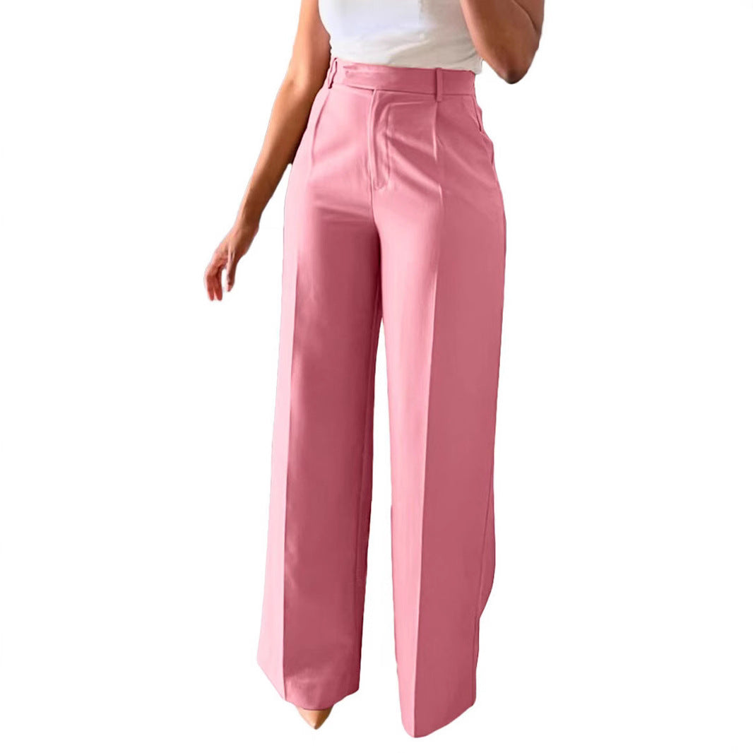 New style high-waisted straight-leg wide-leg trousers